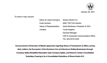 Thông báo về việc thay đổi Cổ đông Công ty mẹ của Công ty Cổ phần Hanacans